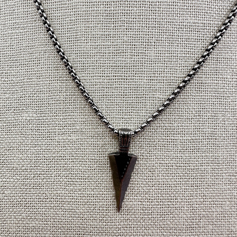 Vintage Y2K Silver Tone Chain Arrowhead Pendant Necklace Women's Classic Jewelry